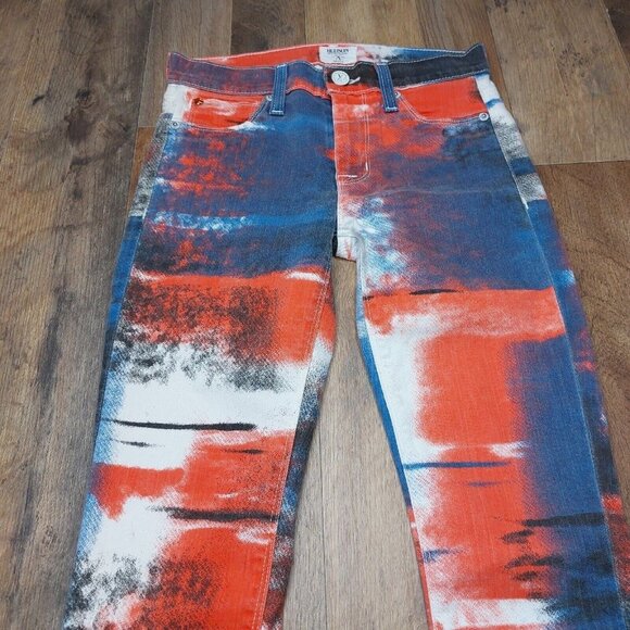HUDSON Junior Women 24 “Nico” Mid-Rise Super Skinny Jegging Jeans Red White Blue - Picture 5 of 16